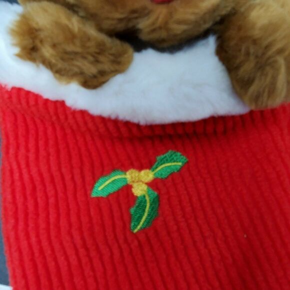 Plush Appeal Christmas Stocking Stuffed Animal Reindeer Santa Green Red Small - Picture 4 of 5